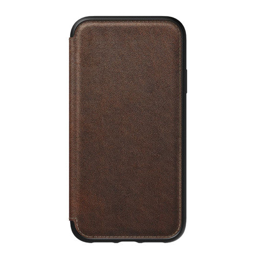 Nomad Horween Leather Rugged Tri-Folio Case iPhone XR - Rustic Brown