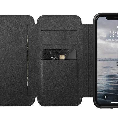 Nomad Horween Leather Rugged Tri-Folio Case iPhone XR - Rustic Brown