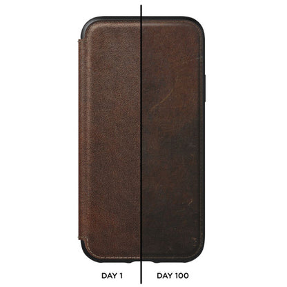 Nomad Horween Leather Rugged Tri-Folio Case iPhone XR - Rustic Brown