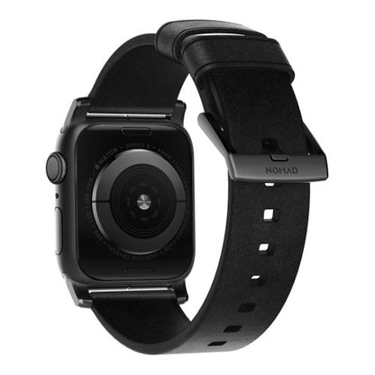 Nomad Horween Leather Strap Apple Watch 42/44/45/Ultra 49mm - Black (Black hardware)