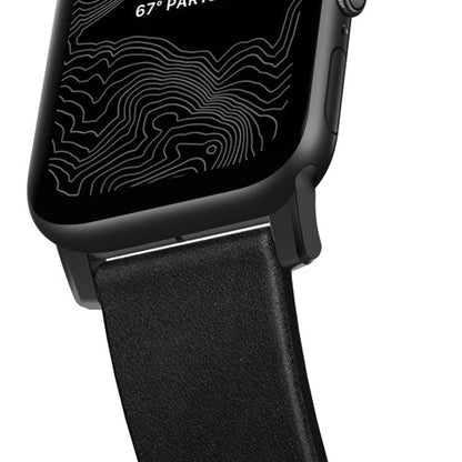 Nomad Horween Leather Strap Apple Watch 42/44/45/Ultra 49mm - Black (Black hardware)