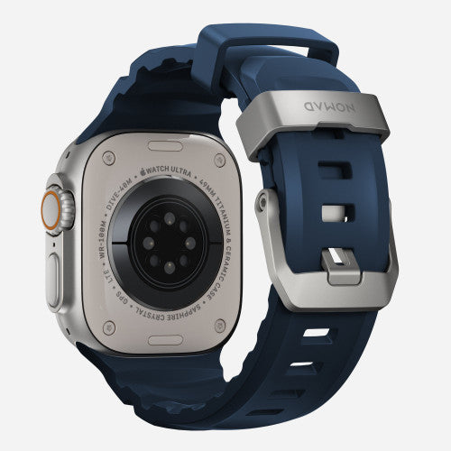 Nomad Rocky Point Band Apple Watch 46/49 mm - Atlantic Blue/Natural Titanium Hardware