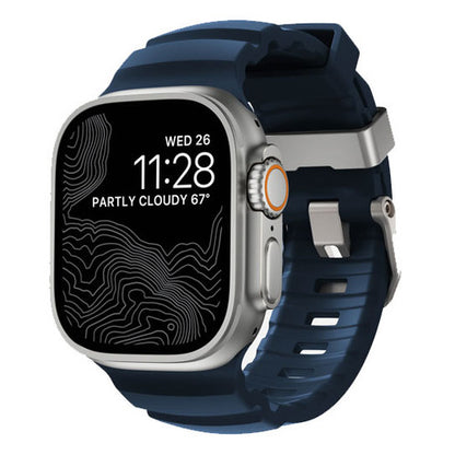 Nomad Rocky Point Band Apple Watch 46/49 mm - Atlantic Blue/Natural Titanium Hardware